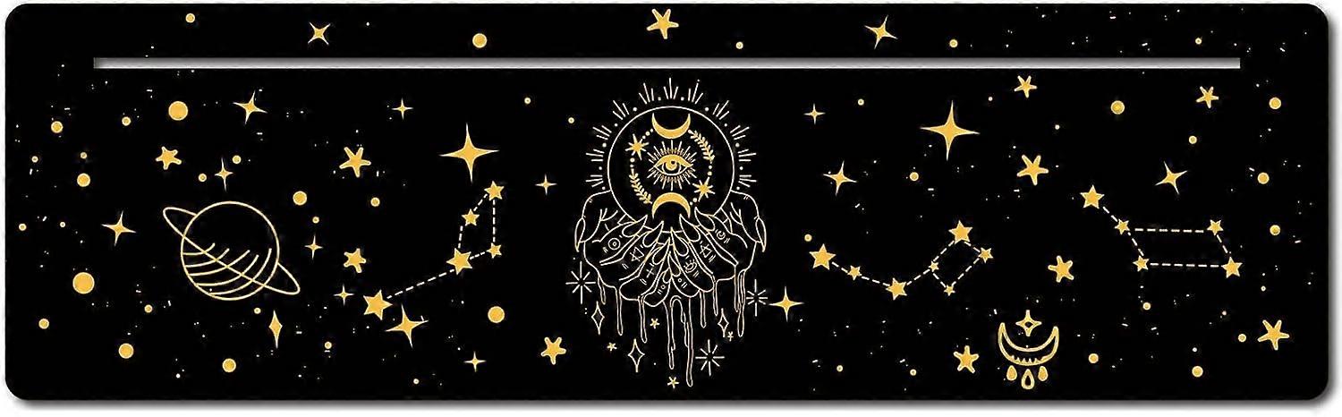 10 x 3 Inch Wooden Tarot Card Stand Black Rectangle Shaped Tarot Card Galaxy and Evil Eye Pattern Altar Display Holder for Witch Divination Tools Taro
