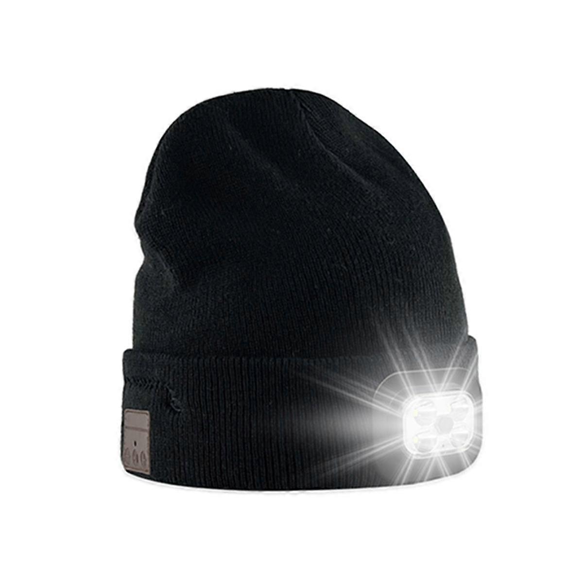 For Shoveling Snow Riding Winter Warm Bluetooth Head Light Lamp Hat Beanie with LED Music Cap Speak
