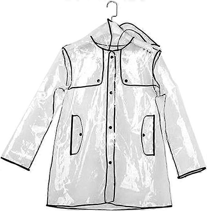Impermeable transparente con capucha corto para mujer reutilizable