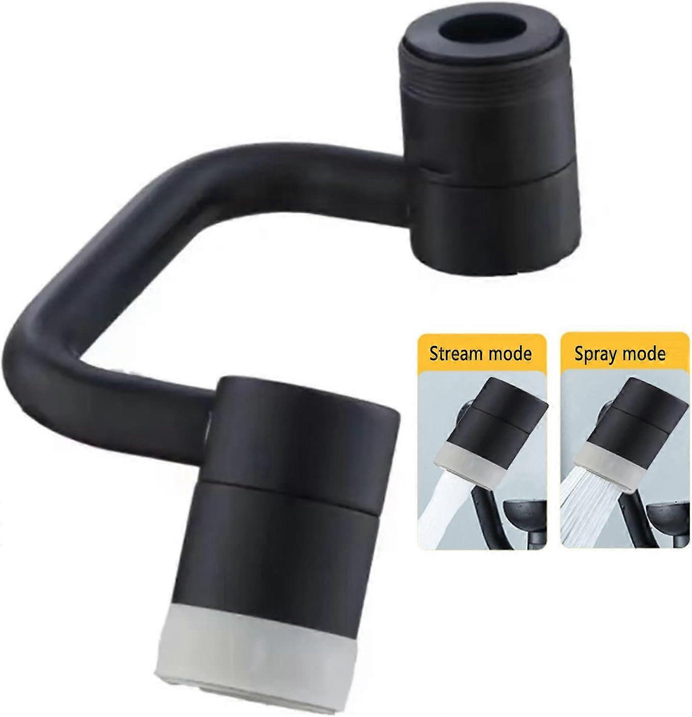 1080 Rotating Faucet Extender Aerator,Solid Brass Universal Splash Filter Faucet, Big Angle Sink Attachment,Dual-function 2-Flow Sprayer,Matte Black