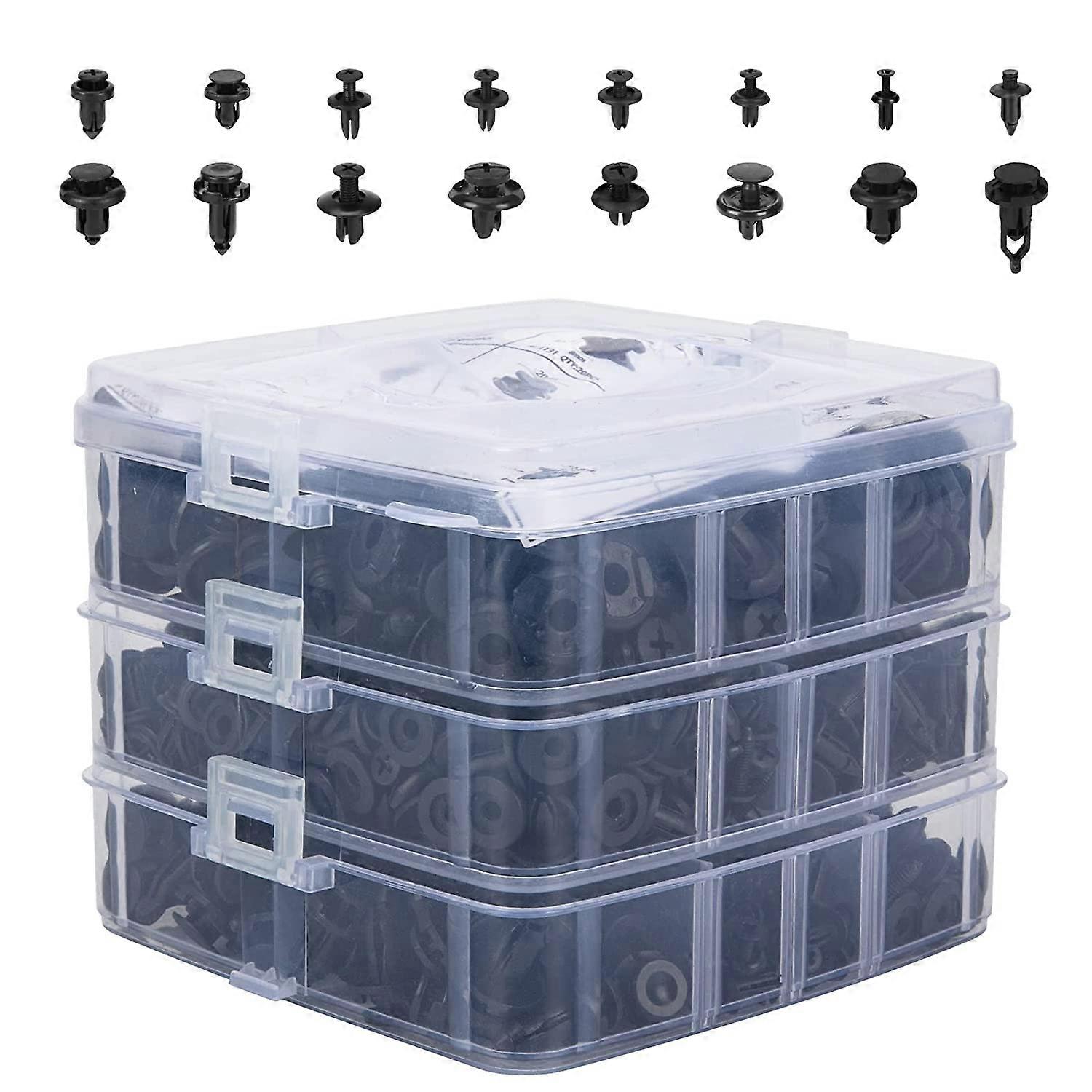 620 قطعة من مقاطع التجنيب للسيارة مجموعة السحابات البلاستيكية Fender Brivet Clips 16 الأحجام الأكثر شيوعا مجموعة المسامير ذات الدفع التلقائي لتويوتا جنرال موتورز فورد هوندا أكورا كراي