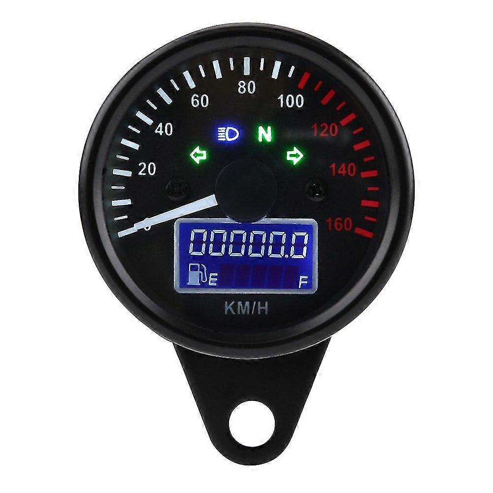 Universal 0~160km H Motorcycle Odometer Led Lcd Digital Speedometer Tachometer Black Gauges With Night Light Fit For Most Popular 12v Motorbike(1pc, B