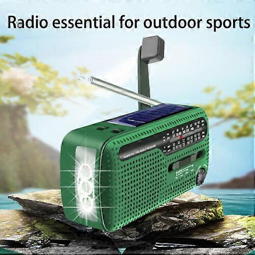 Bærbar AM FM Hand Crank Solar Wind Up Radio Dynamo USB-lader Light