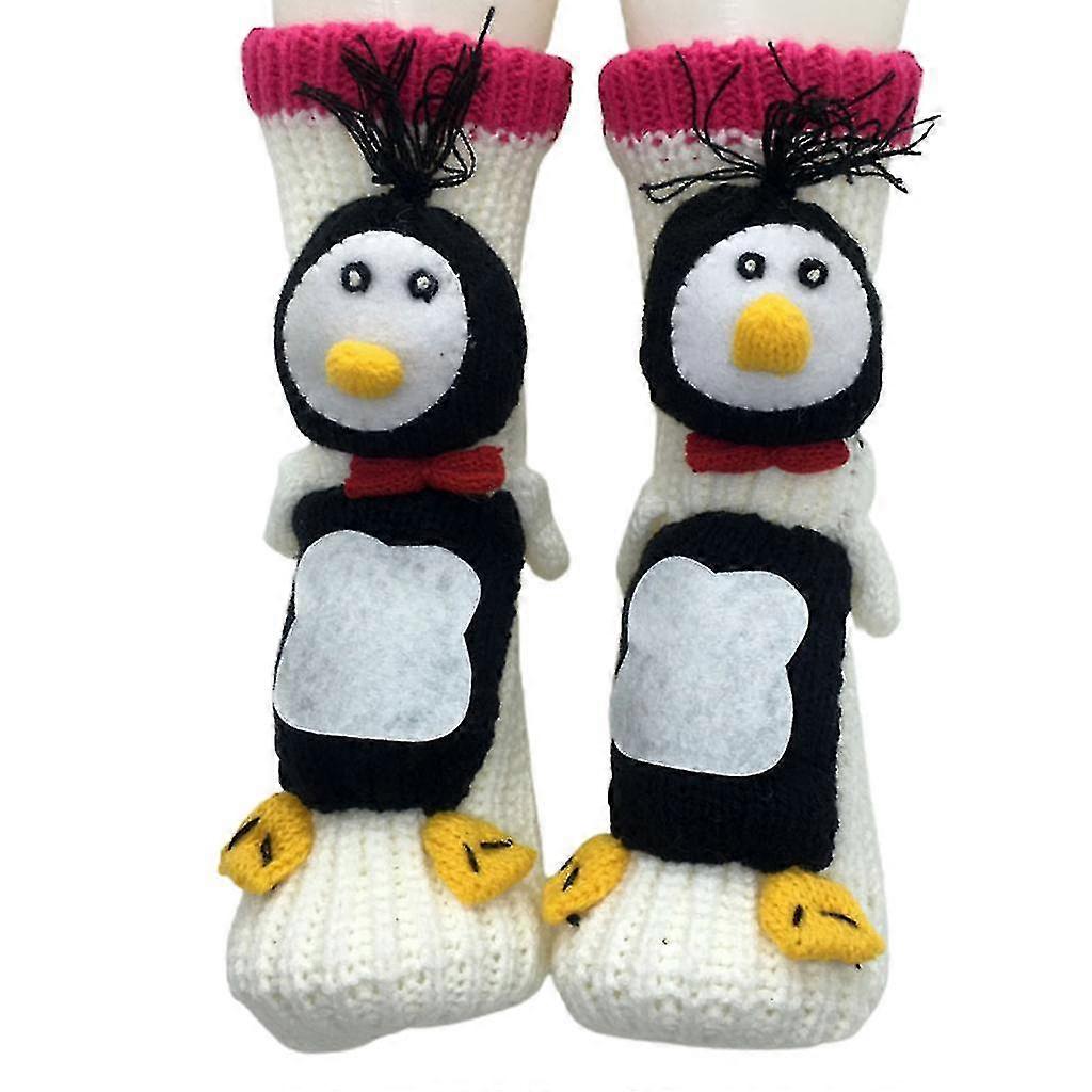 Adult Christmas Non-slip Knit Floor Slipper Socks With Cute 3d Cartoon Animal