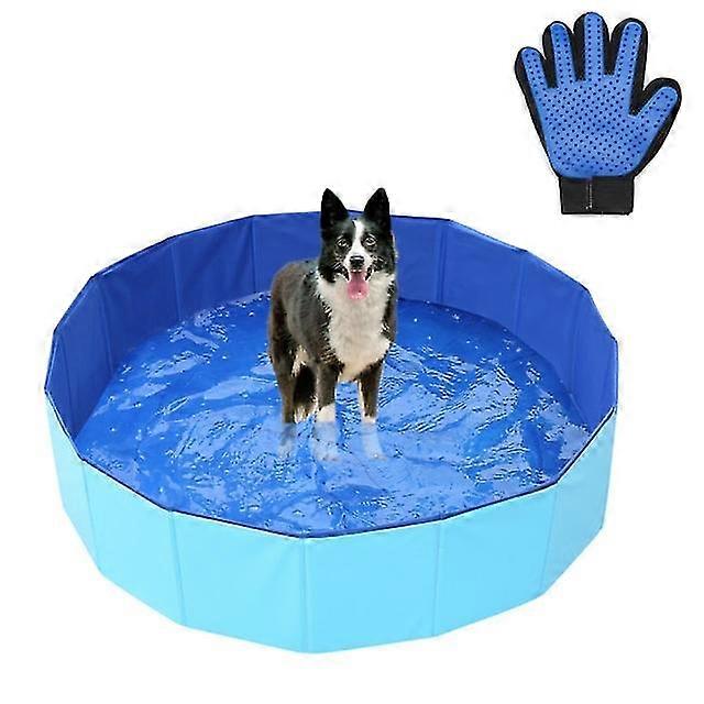 YH Dog Swimming Foldable Tub Bathtub Pet Collapsible Bathing Pool For Dogs Cats Kids Blue