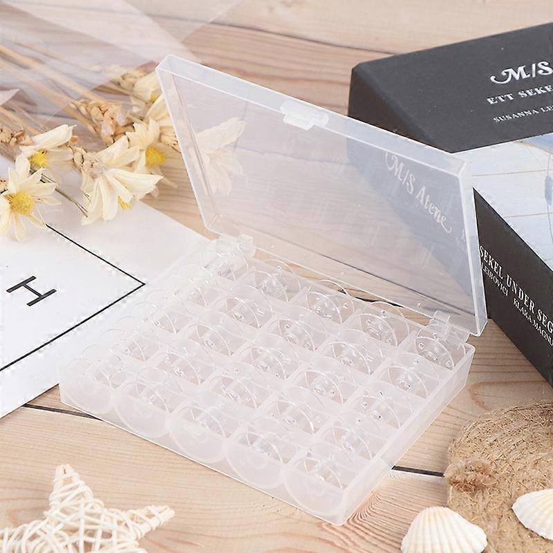 25Pcs Clear Sewing Machine Bobbins Spools Empty Bobbins Spools Plastic Storage Box For Home Sewing Accessories Tools