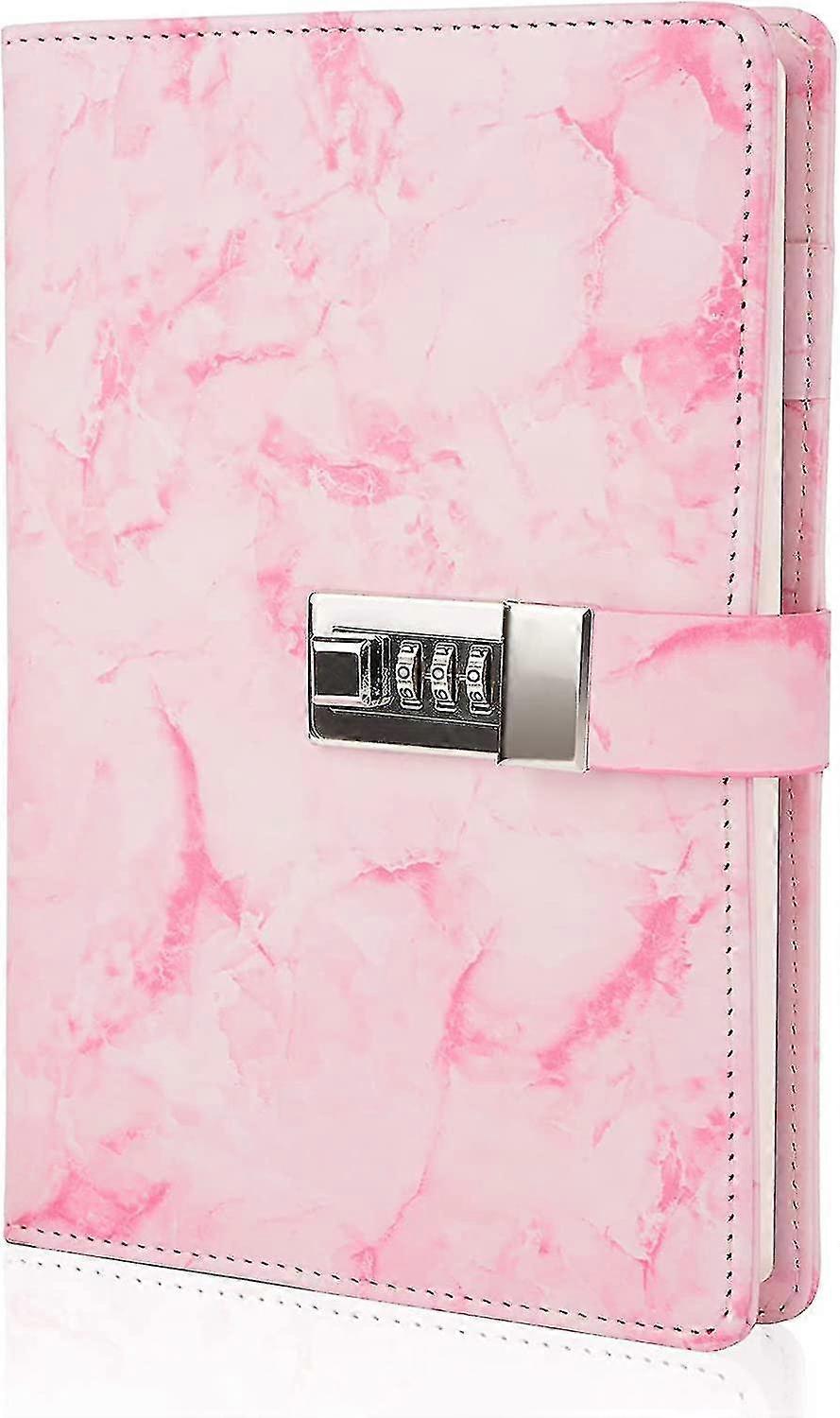 Refillable A5 Marble Diary with Lock - 192 Pages Cute Notebook for Girls and Women