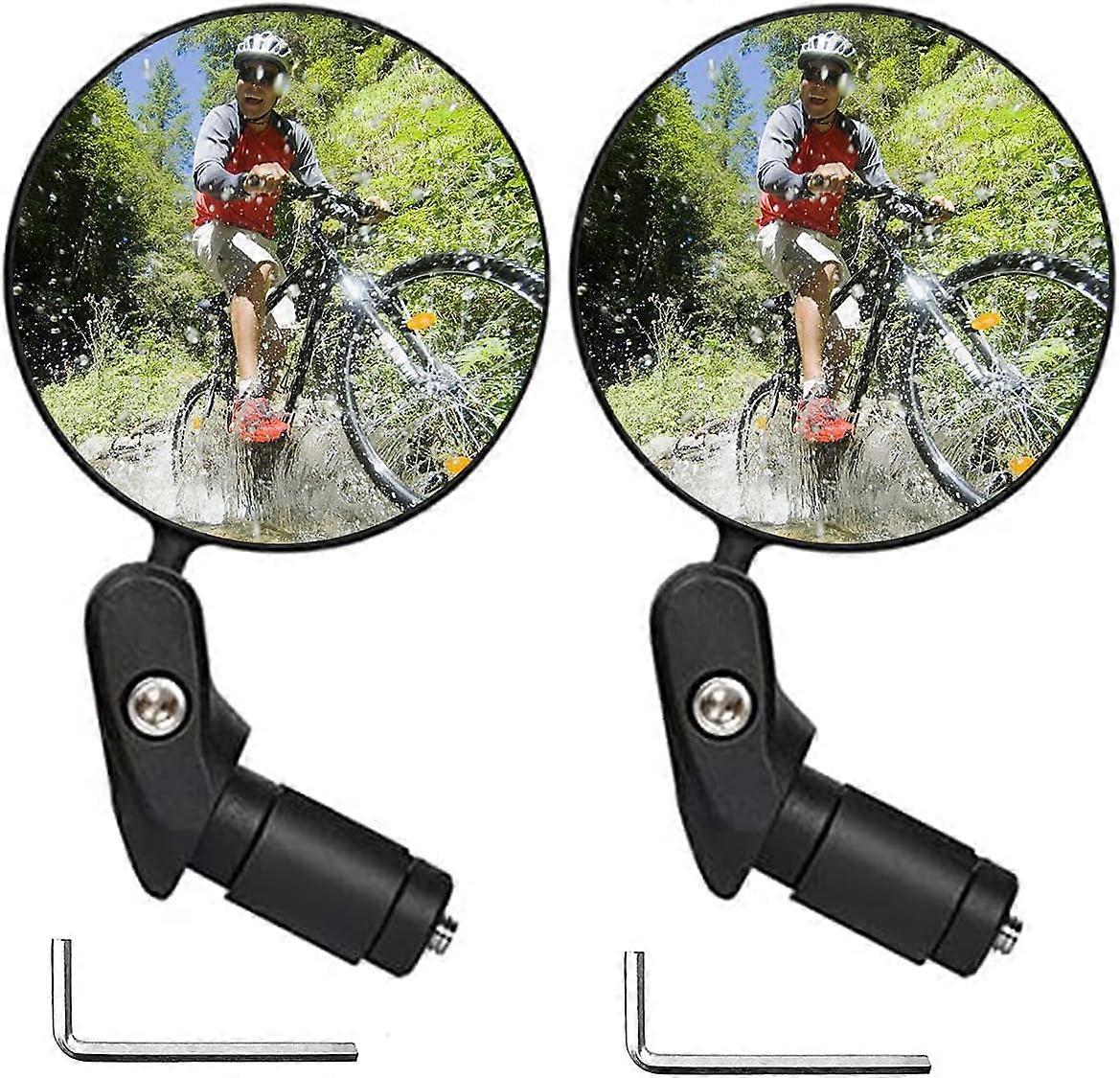 Pair Bike Rearview Mirrors 360 Adjustable Bicycle Mirrors for 18-22cm Handlebar Wide Angle Convex Mirrors Handlebar Side Mirrors with 2 Keys for Bik