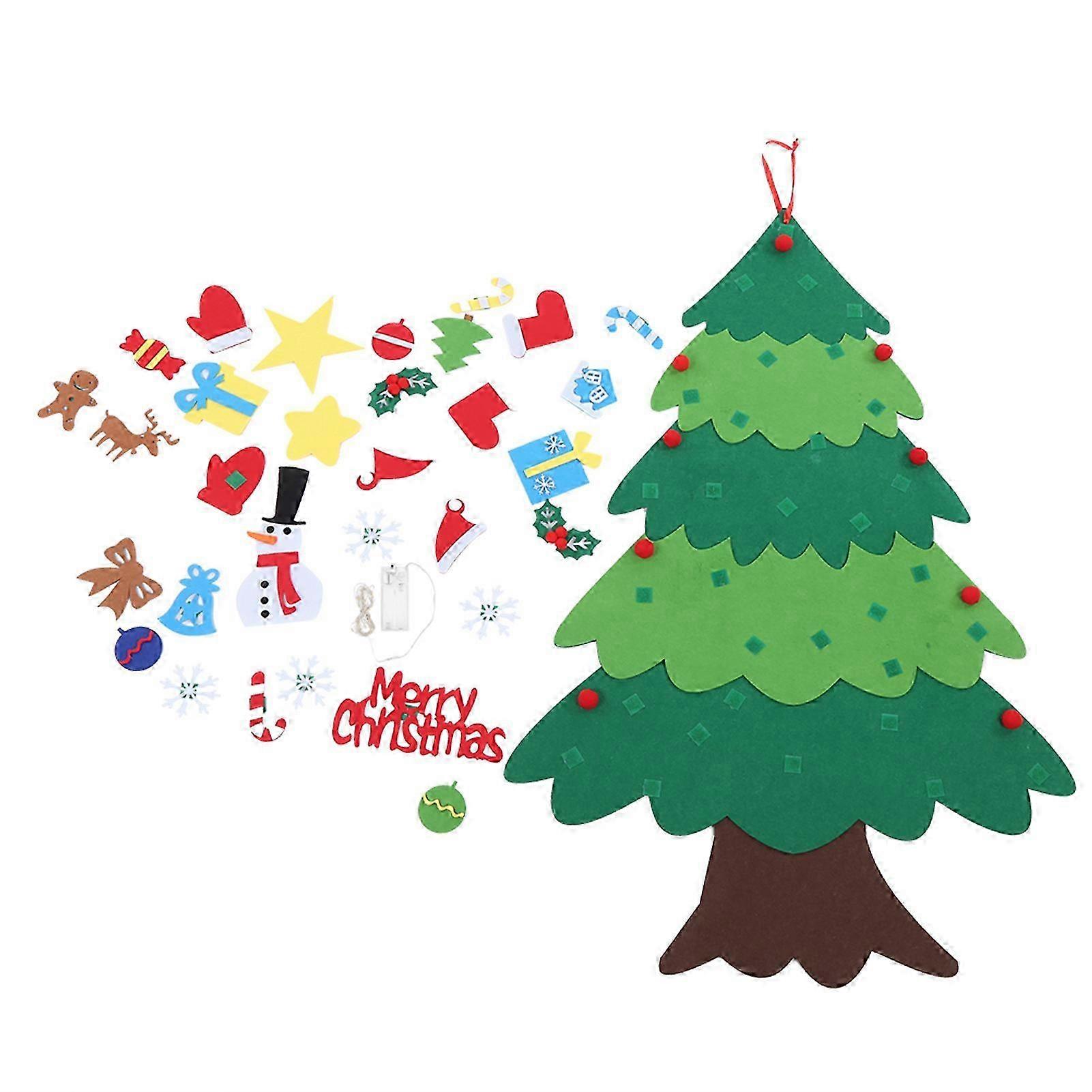 クリスマスデコレーション壁掛けクリスマスツリーフェルトLED付きDIYホリデーパーティーオーナメント#1