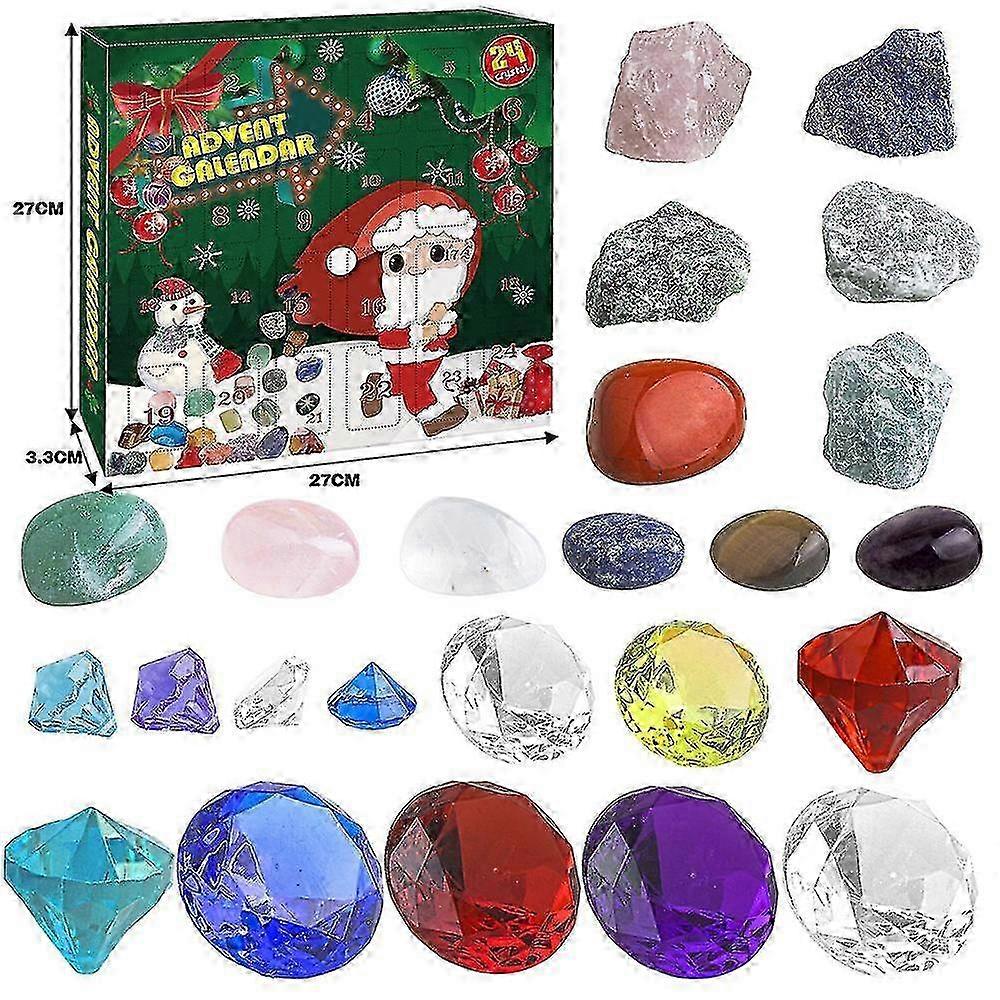 Χριστούγεννα 24 τεμ καινοτομία θεραπεία κρυστάλλινες πέτρες έλευση ημερολόγιο Χριστούγεννα 24 ημέρες αντίστροφη μέτρηση έκπληξη τυφλό κουτί εξερεύνησης εορταστικό δώρο για τους φίλους παιδιά ch