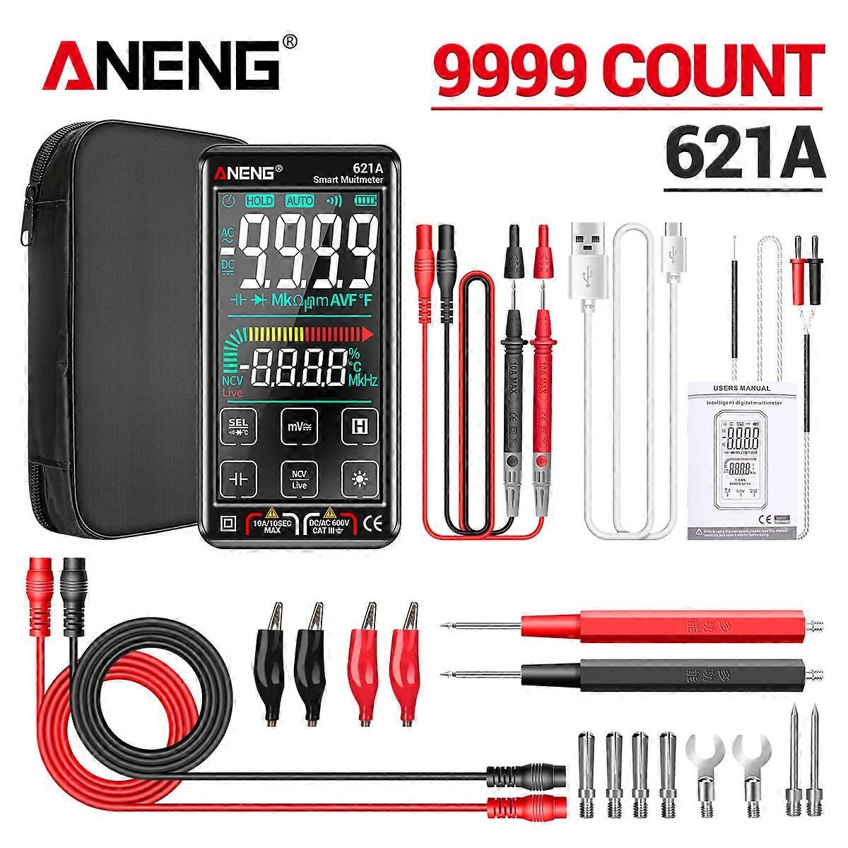 ANENG 621A Smart Digital Multimeter Touch Screen USB charging  9999 Counts True RMS Auto Range  Voltmeter temperature Test Meter