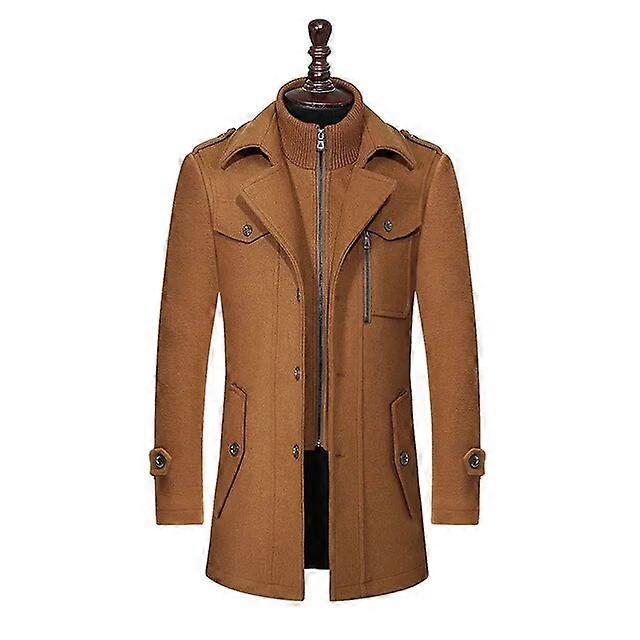 أزياء الشتاء رجالي الصوف يمزج طوق مزدوج سترة سميكة معطف ترنش أحادي الصدر للرجال مقاس M-3XL العلامة التجارية في الهواء الطلق معاطف ناعمة دافئة وسترات