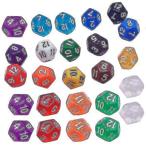 25pcs Game Dice Multi-sided Dice Acrylic Number Dice Small Gaming Dice Portable Party Game Dice
