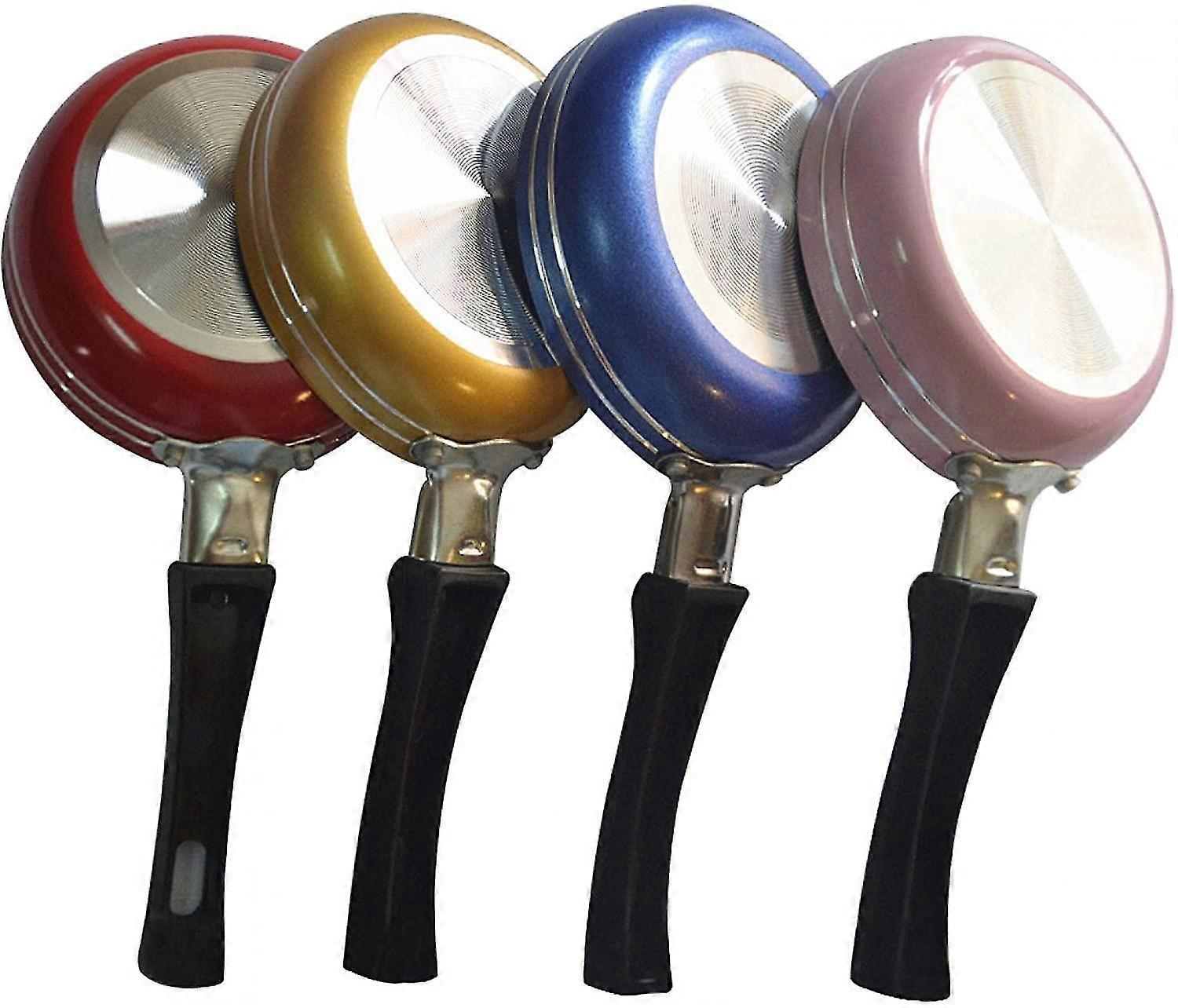 2 قطعة مقالي صغيرة غير لاصقة ، مقالي مستديرة من الألومنيوم للمطبخ مع مقابض ألوان عشوائية