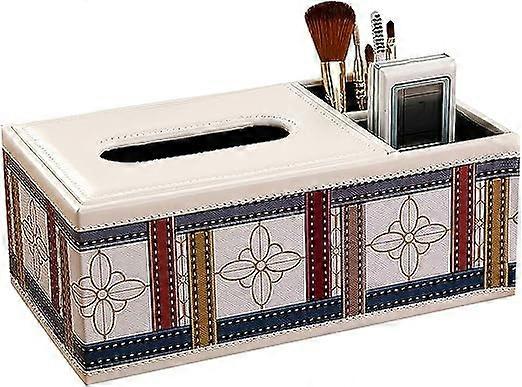 (Scotch Leather) Three Compartment Remote Tissue Storage Box, Multifunctional Tissue Box