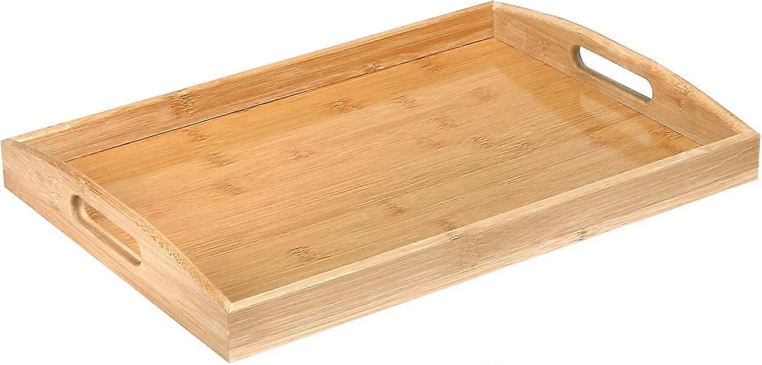 Bambustablett mit Griff, Holztablett, Küchentablett, Serviertablett
