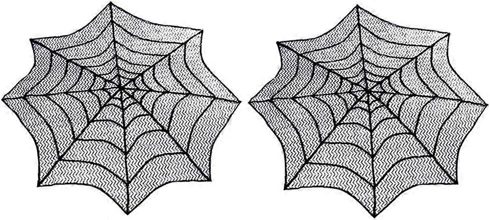 Lace Spider Web Halloween Tablecloth with 2 Pieces for Halloween Table Decorations, Black