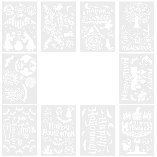 10 Sheets Halloween Stencils Reusable Halloween Templates Drawing Templates