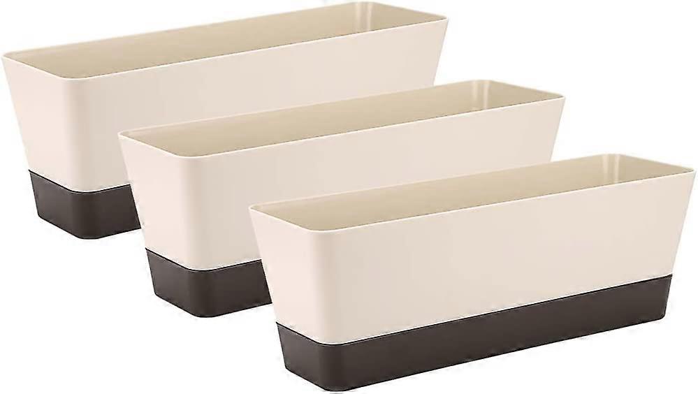 Rectangular Flower Box, Rectangular Plastic Flower Pot, Outdoor Balcony Planters 30.5cm, Set of 3