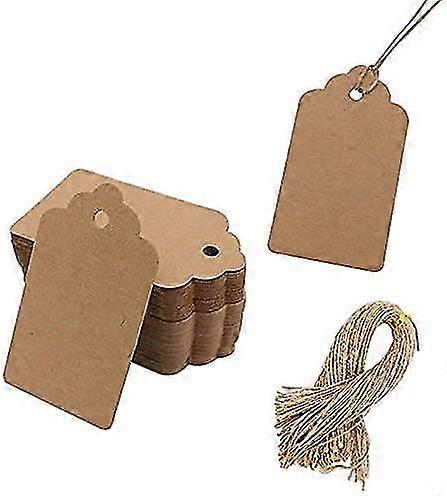 100 Pcs Kraft Gift Tags With String, Blank Gift Bag Tag Price Tag (Brown)