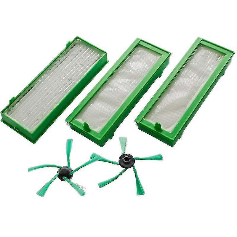 Accessories Set For Vorwerk Kobold Vr200 & Vr300 Vacuum Robots - 3x Hepa Filters & 2x Side Brushes