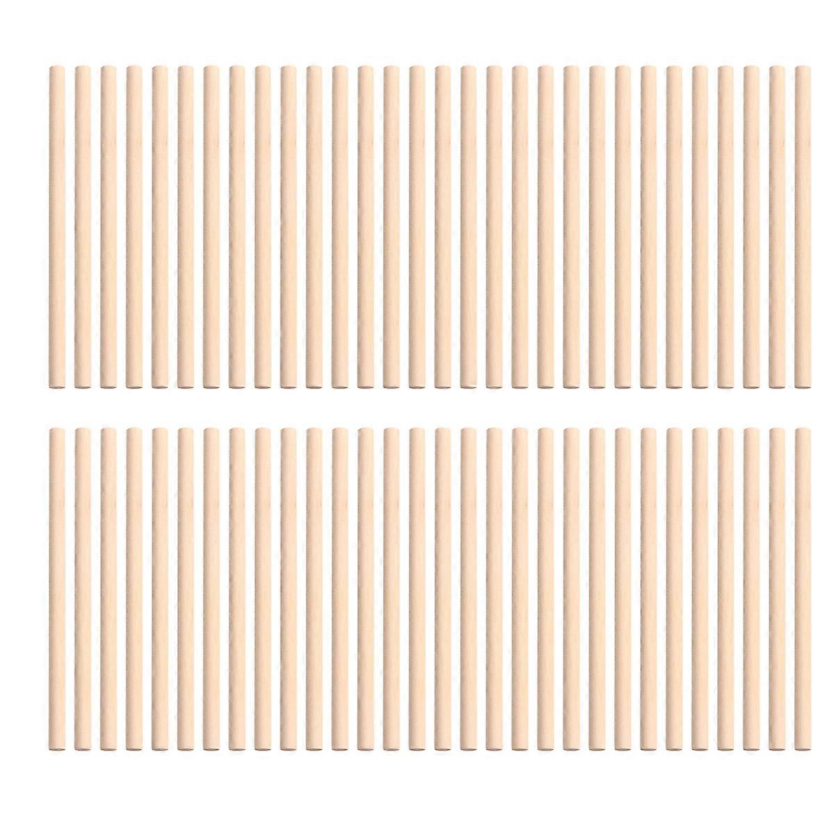 100pcs Wooden Round Dowel Rods Craft Sticks for Woodworking DIY Building Model Toy Model Making Materials (10 x 0.5cm)