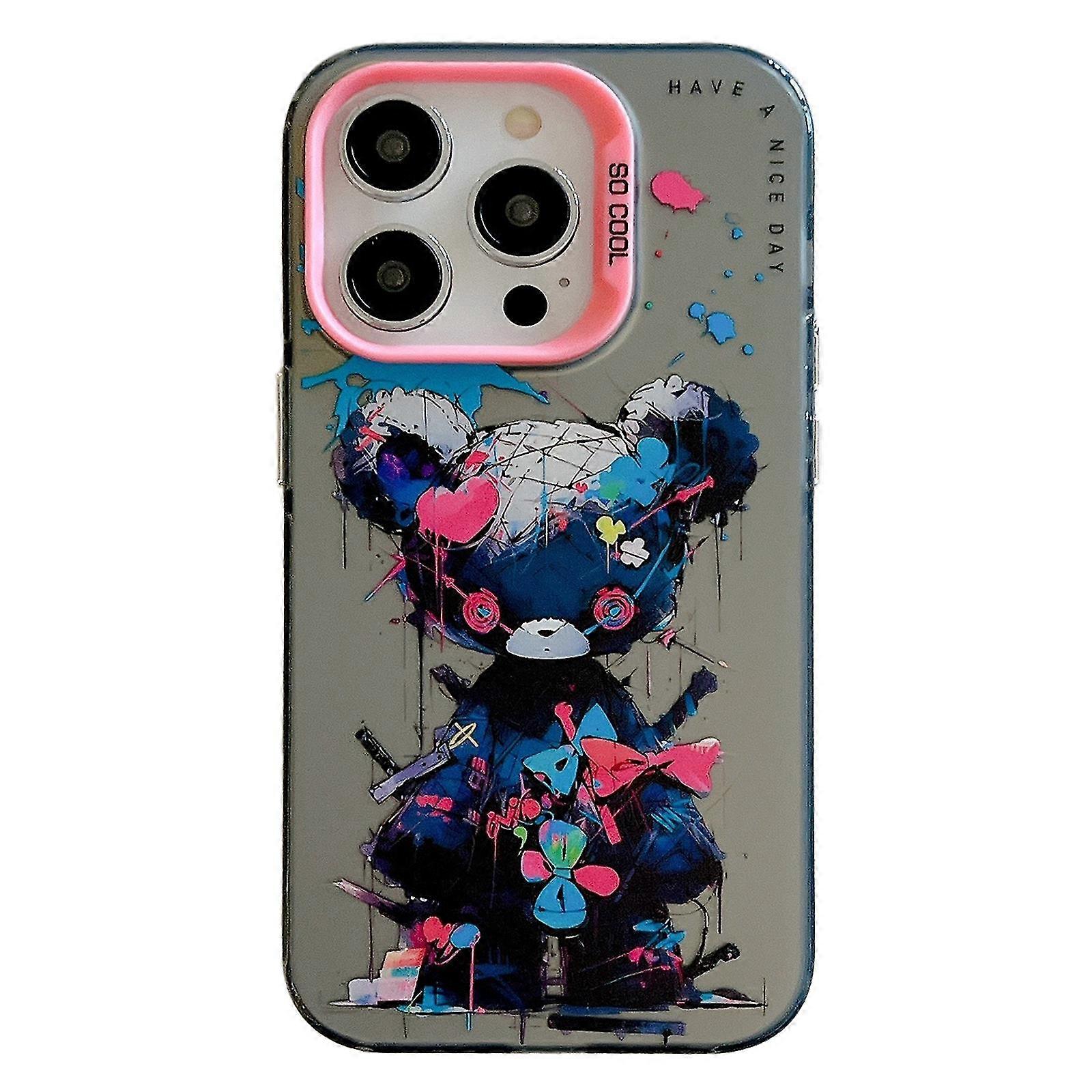 For Iphone 15 Pro Phone Case Pc+tpu Graffiti Animal Pattern Design Cover