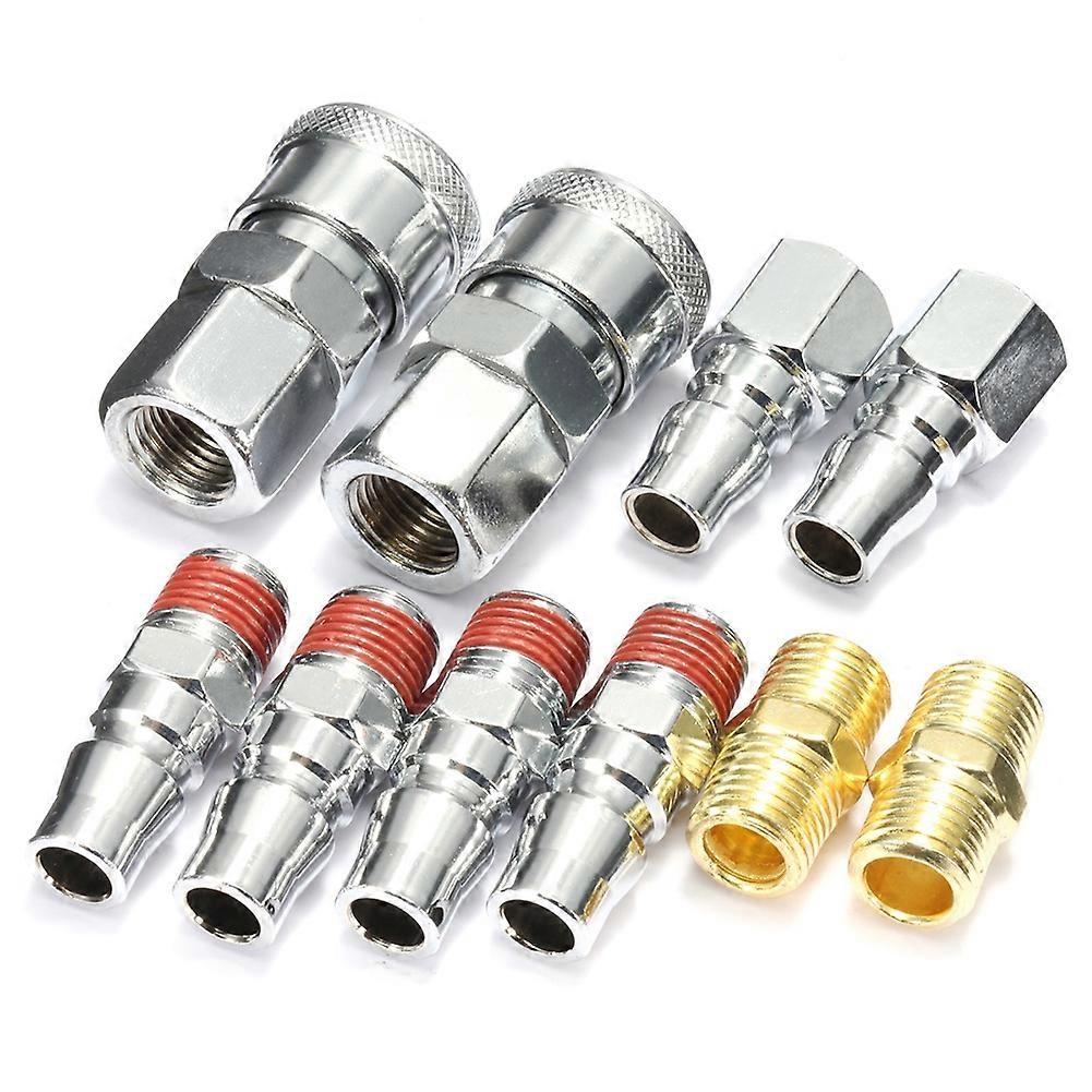 10Pcs/Set 1/4 Inch BSP Air Line Hose Fitting Compressor Quick Connectors Coupler QinHai