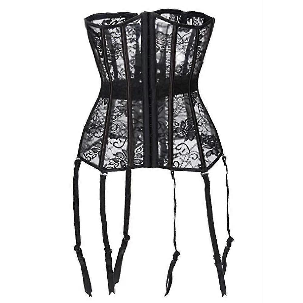 Mesh Underbust Corset Top Nähdä läpi Fishnet Brocade Sheer Bustier