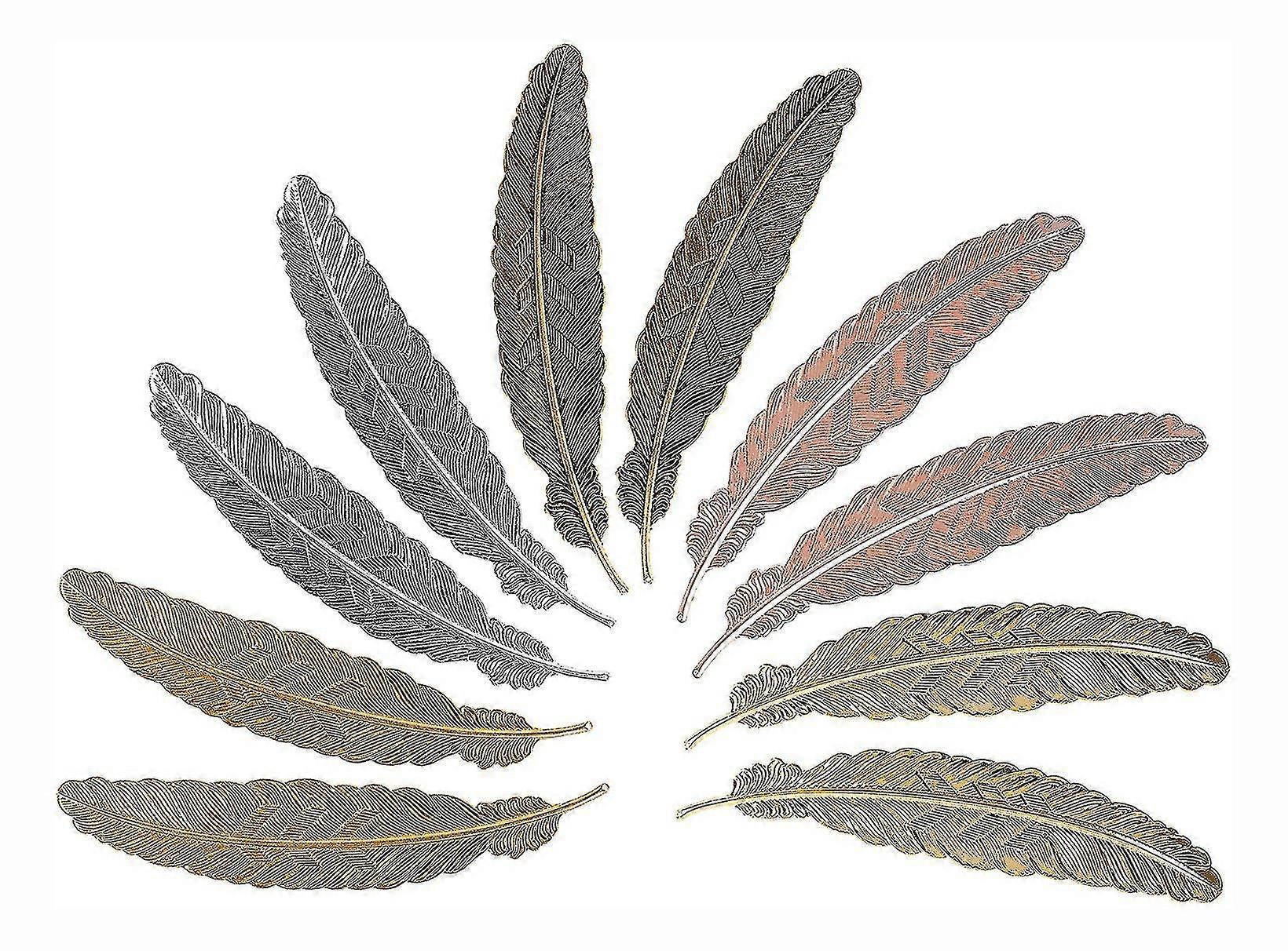 10 Pieces Metal Feather-shaped Bookmarks Ideal Gift For Students