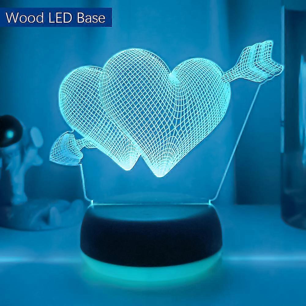 Pierce Your Heart 3d Night Light With Heart Led Touch Switch Colorful Atmosphere For Home Decoration Light Table Lamp Bedside