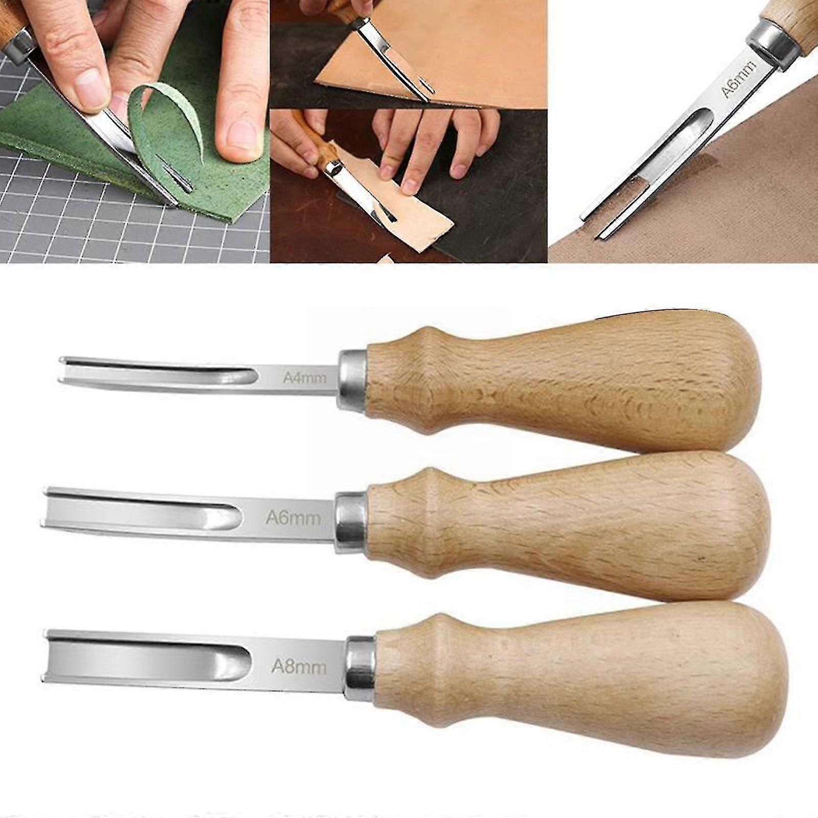 4 Sizes 4-10mm Practical Leather Craft Edge Beveler Diy Handle Hand Cutting Craft Skiving Tool Knife Beveling Woodwork Wood N1x1