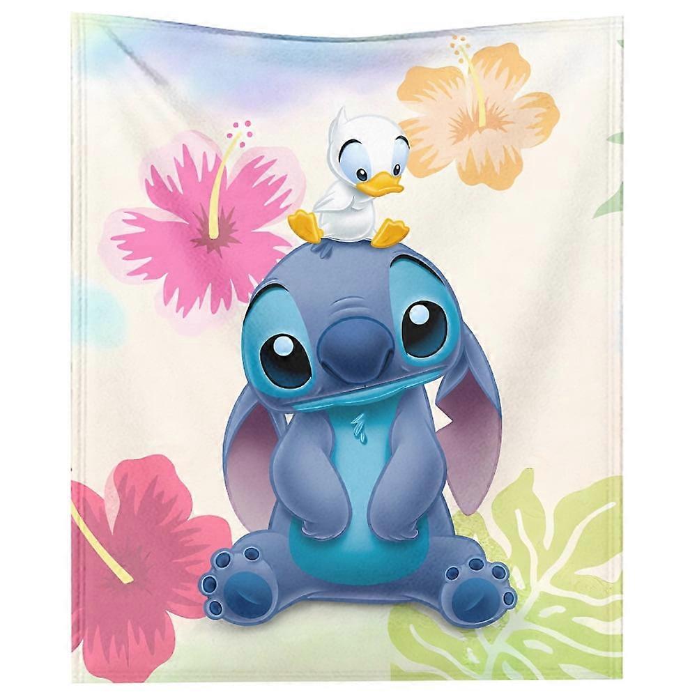 Mengen Personalized Lilo & Stitch Flannel Blanket For Couch Sofa Office Super Soft Flannel Background Throw Blanket Best Gifts Throws Blanket For Kids