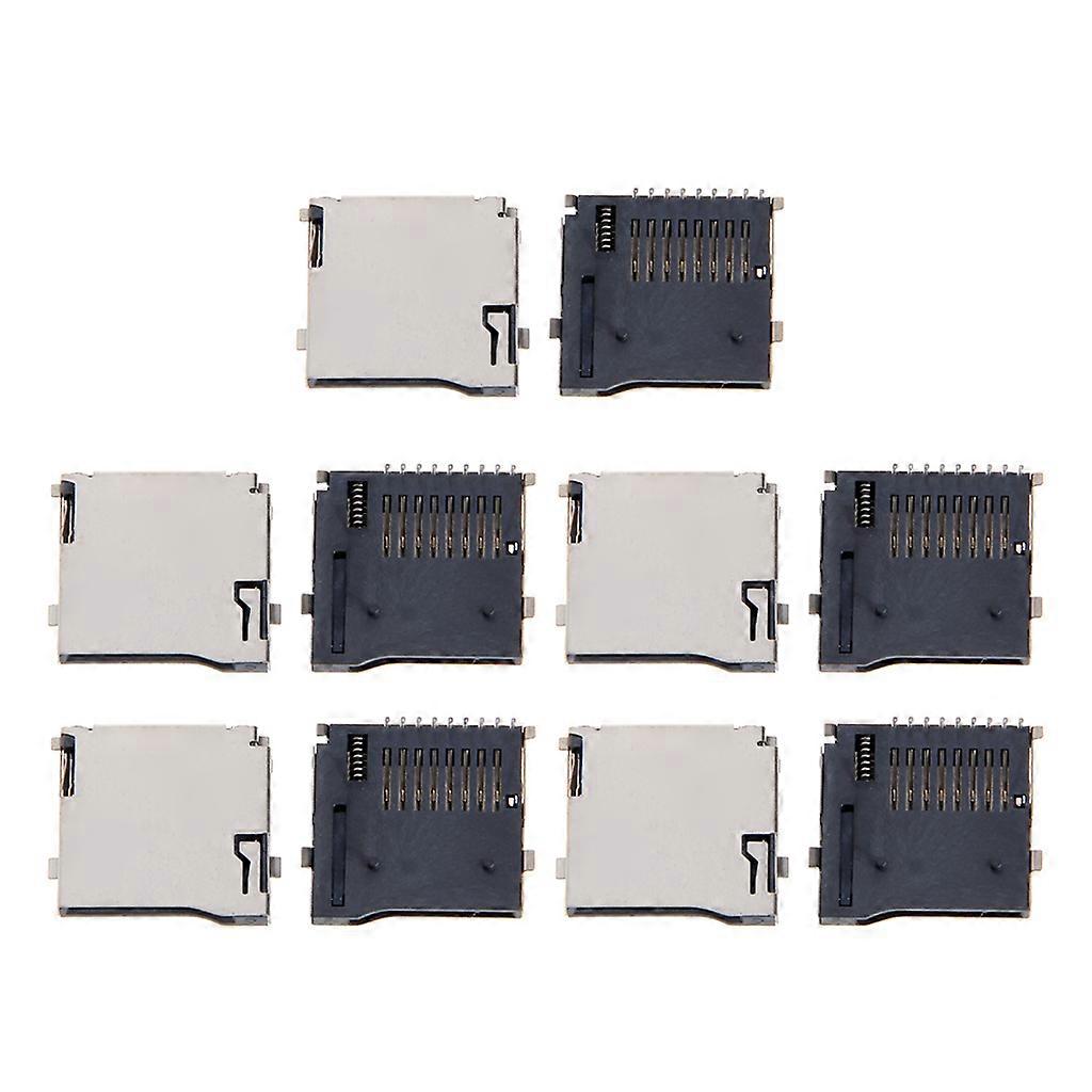 10 Pieces Automatic PCB Mount Connector 9 Pin SD Memory Card Socket Holder