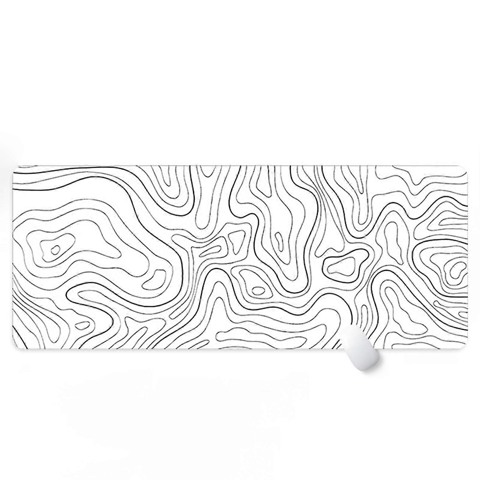 Large Gaming Mouse Pad, White Topographic Mousepad Desk Mat for Gaming Office