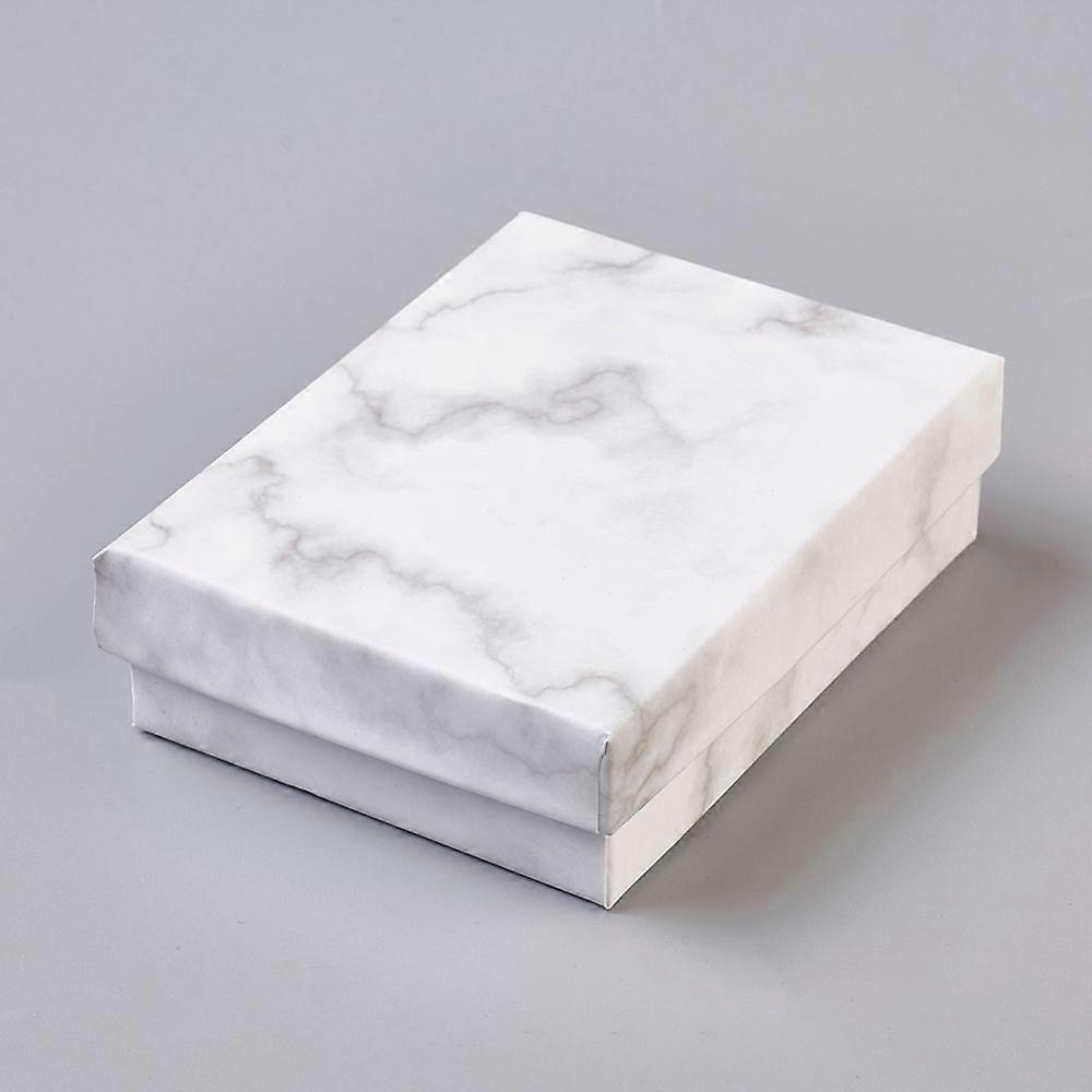 Paper Cardboard Jewelry Boxes Rectangle with Black Sponge inside White 9.1x7.1x2.8cm Inner Size: 8.5x6.4cm