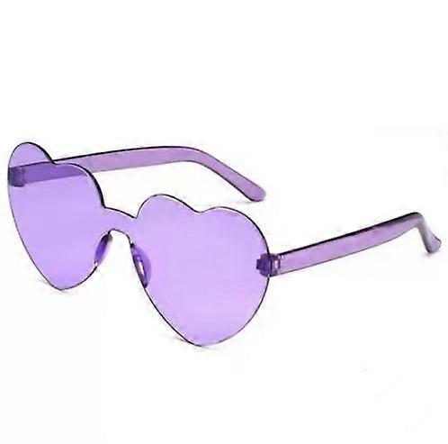 Heart Shape Rimless Sunglasses Transparent Candy Color Frameless Glasses