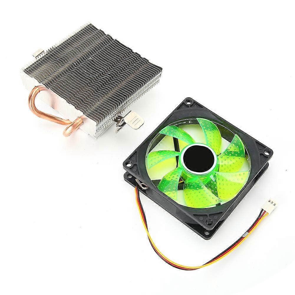 CPU Cooler 3 Pin Connector PC Accessory with Light 2 Brass Tubes for AMD 775/1155/1366 (Green)