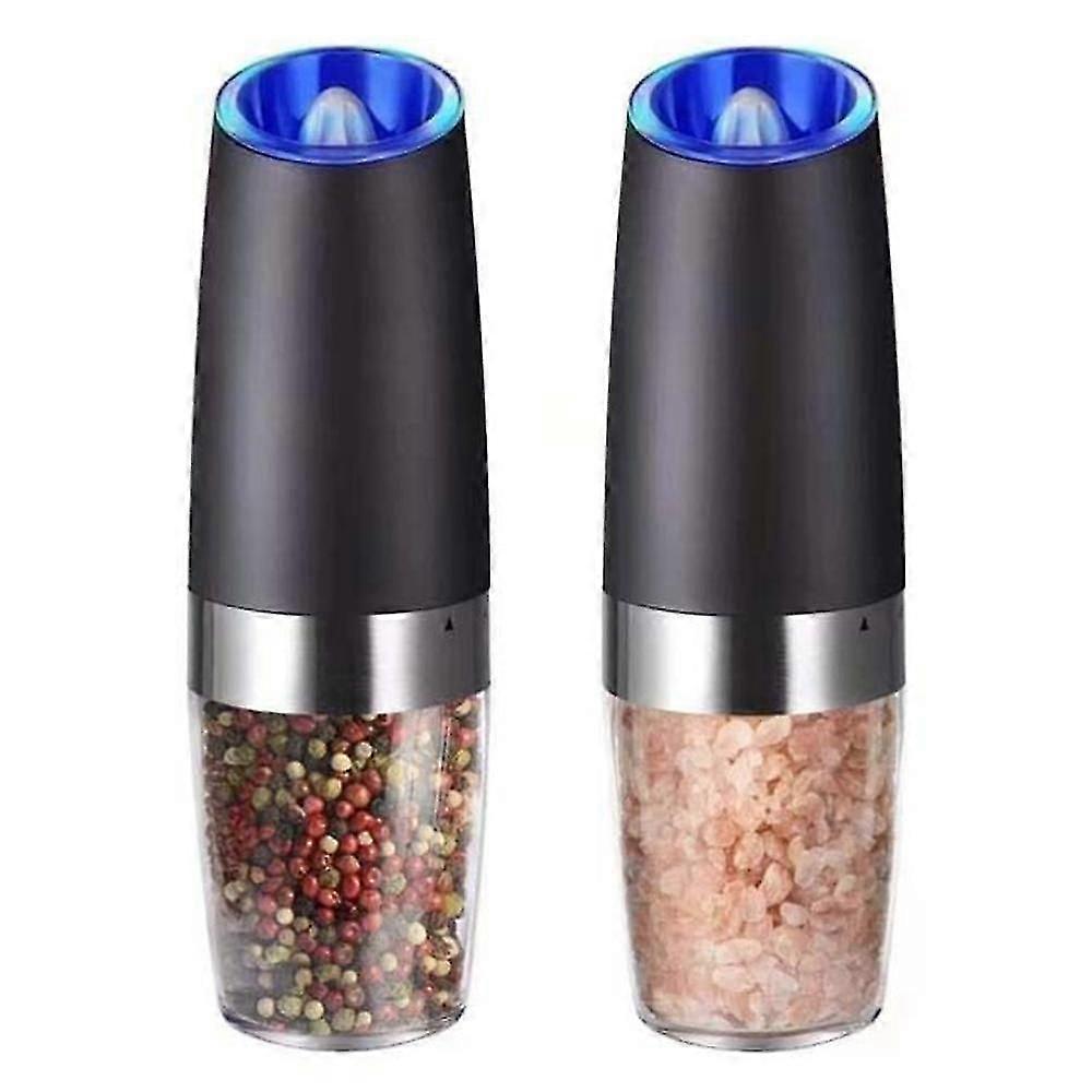 Electric Pepper And Salt Grinder Set, Adjustable Coarseness, Battery Powered With Led Light, One Hand Automatic Operation,8289