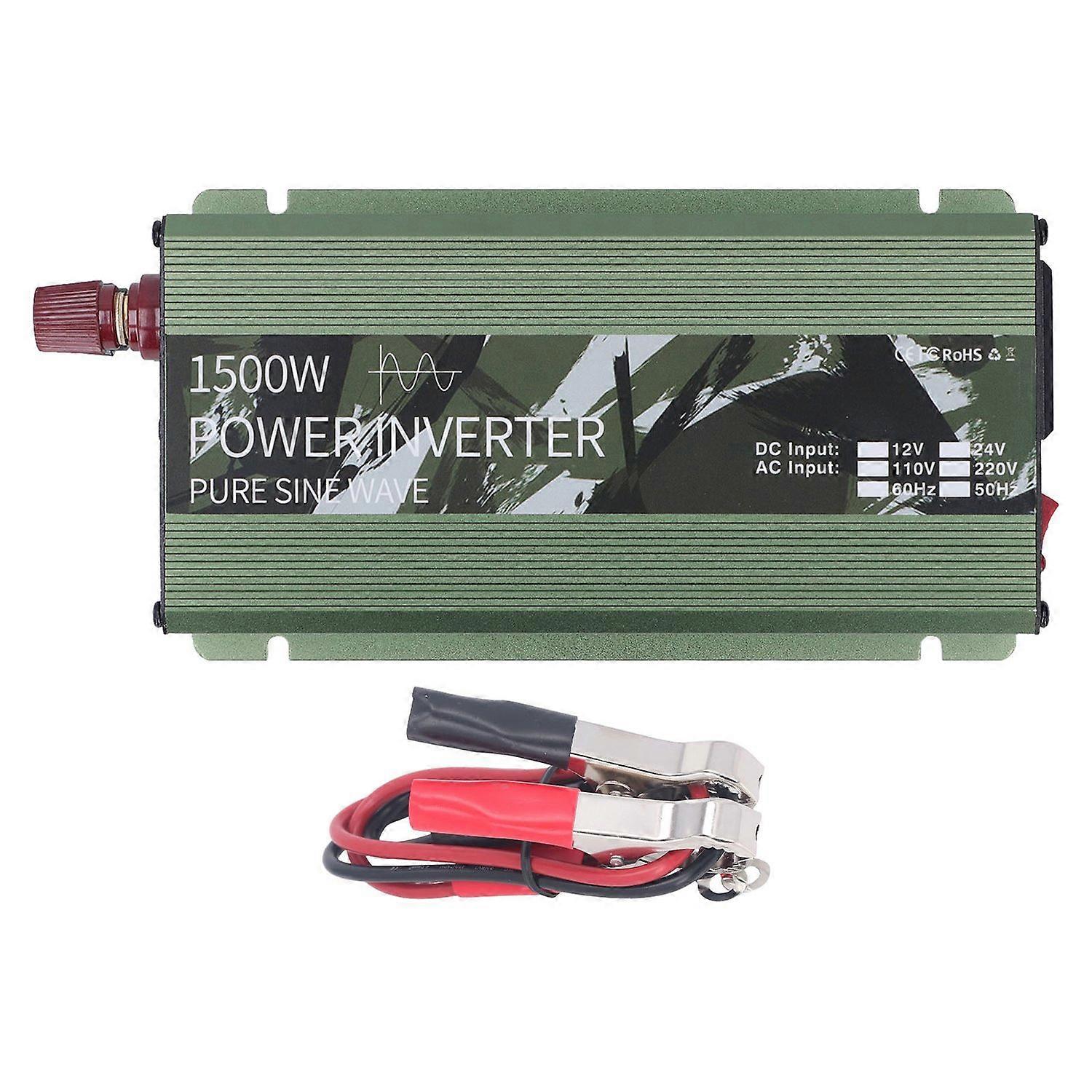 1500W Pure Sine Wave Inverter with Cooling Fan Multi Protection DC12V to AC220V Solar Power Car Inve