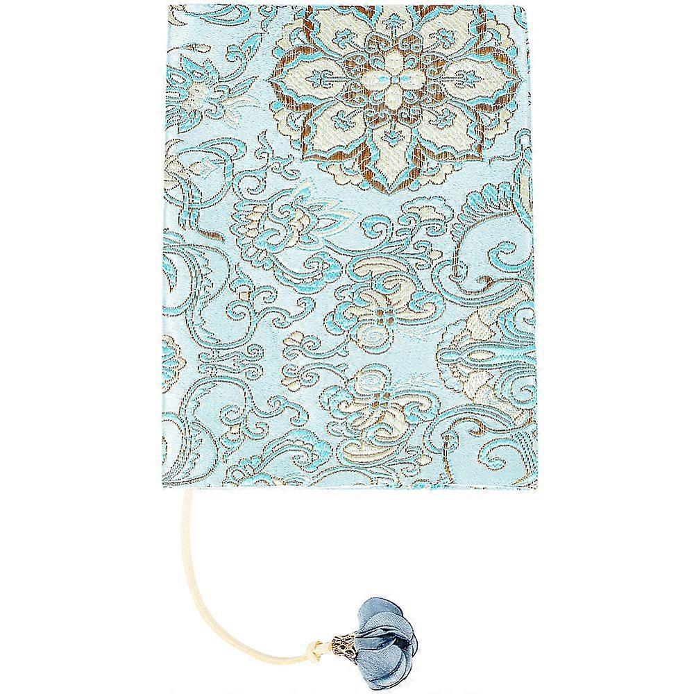 1pc A6 Cloth Book Cover Notebook Wraps Flower Pattern Turquoise 150x120x4mm