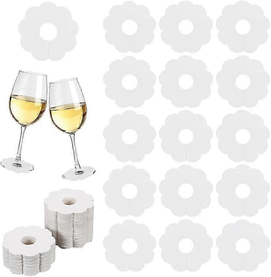 150片纸质酒杯标记器2.8“空白花朵高脚杯饮料名称标签BurlyWood/白色一次性酒牌饮料吊饰DIY识别M