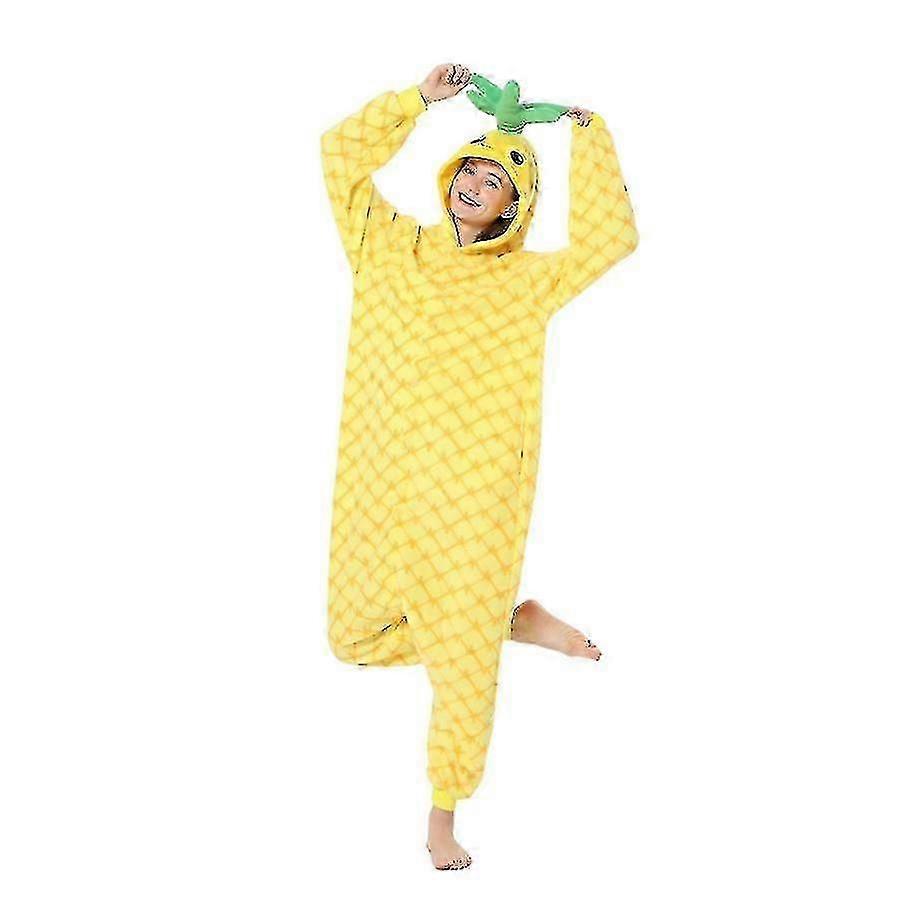 Karikatür Meyve Ananas Erkekler Ve Kadın Cosplay Kostüm Pijama, yetişkin Onesie Pijama, Tek parça Unisex Ev Giyim