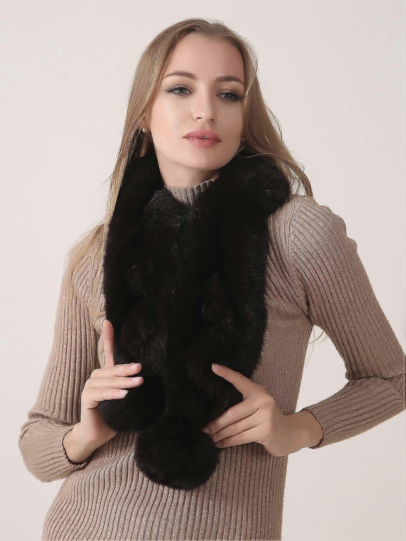 chal cálido de invierno bufanda de piel de conejo real bufandas de mujer al aire libre