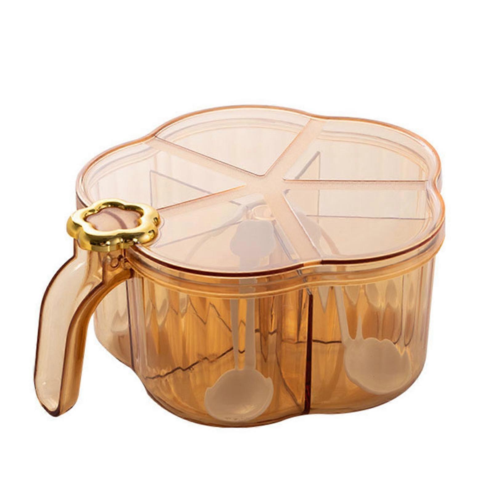 Seasoning Box 5 Compartments Transparent Large Capacity Spice Box with Handle Lid for Kitchen
