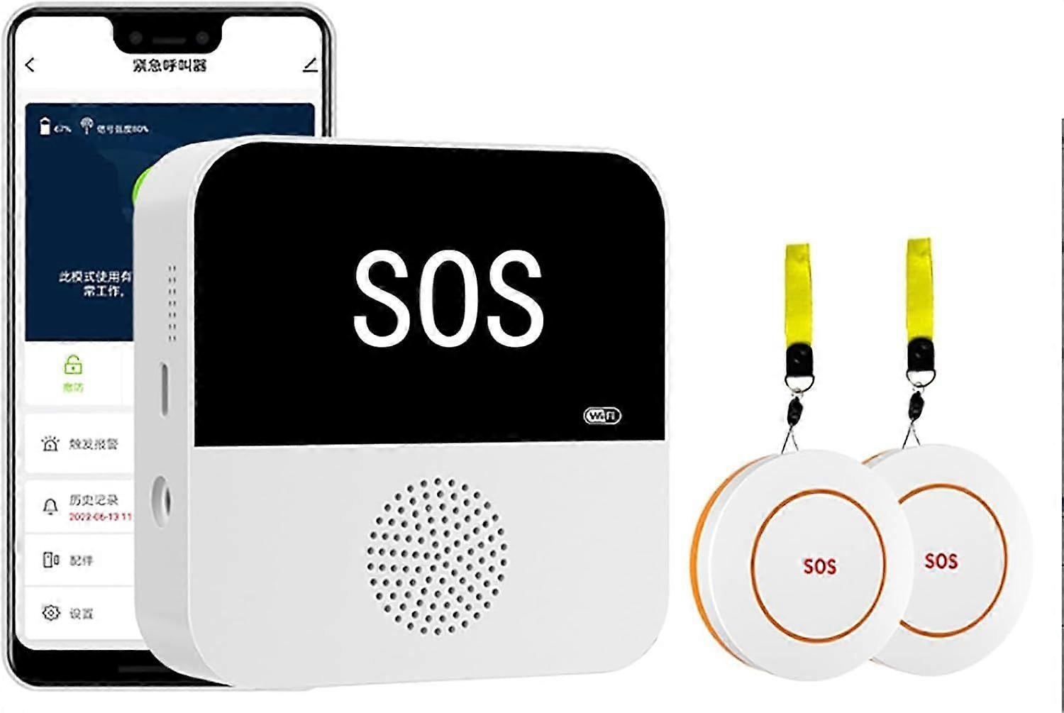 Smart Pager for Caregivers, WiFi Smart SOS Emergency Button, Keep an Eye on Parents Anytime, Connectable Alarm, Compact and Portable, for Kids, Elderl