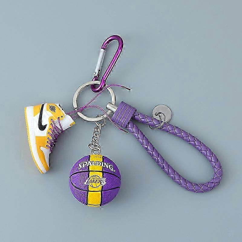 Classique 2022 1 :6 Réaliste Min 3D Jordan Basket-Ball Porte-clés avec Mini Chaussure, Jaune, 5cm