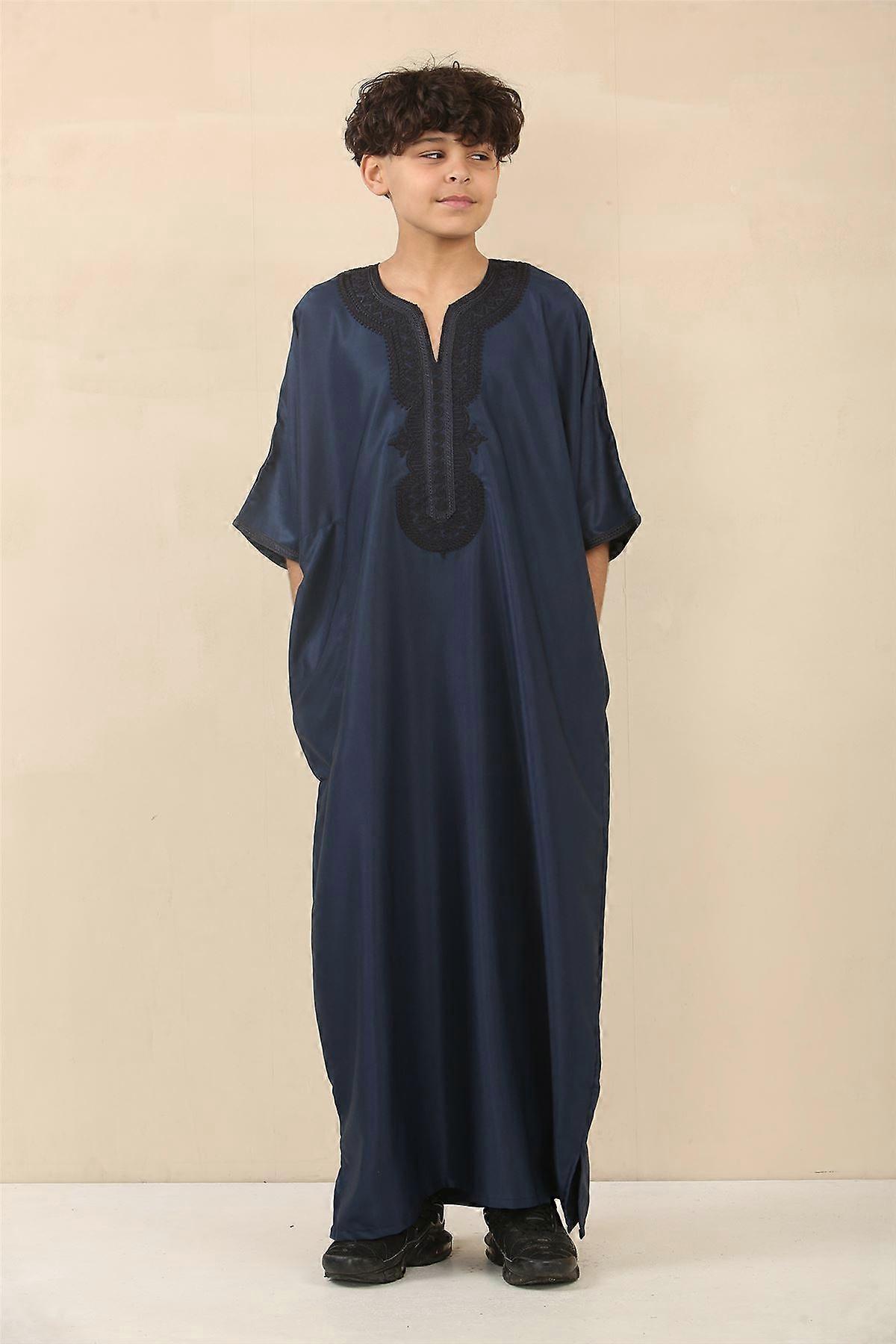 Kid's Boys Blå Marockanska Thobe Djellaba Jubba Robe Eid