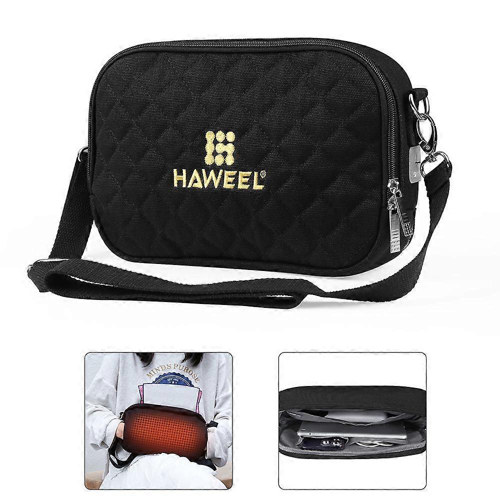 HAWEEL HWL2133 Heating Bag Case Fast Warming 4 Timer Modes Adjustable Temperature USB Crossbody One Shoulder Warm Hand Bags with Earphone Hole Heated