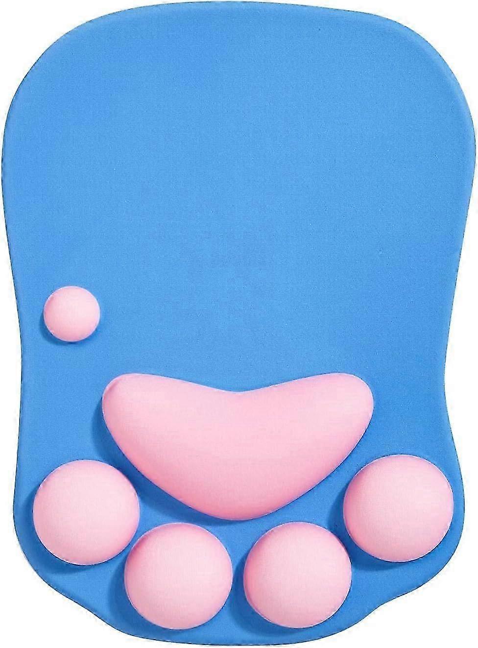 Mouse Pad Cat Paw Ergonomic Mouse Pad with Wrist Support Silicone Mouse Pad Cute Mouse Pad Kawaii Mouse Pad for Home/Office Mouse Pad Blue and Pink